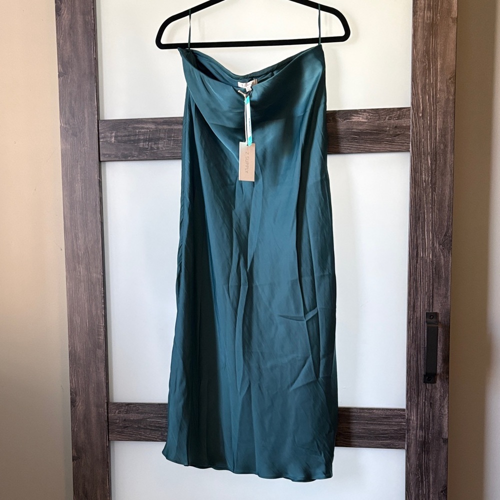 Z Supply Satin Slip Skirt in Teal
